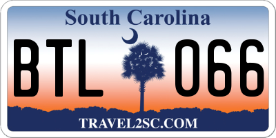 SC license plate BTL066