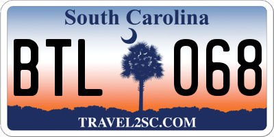SC license plate BTL068