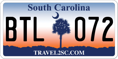 SC license plate BTL072