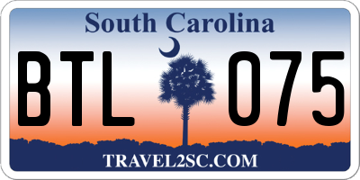 SC license plate BTL075