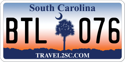 SC license plate BTL076