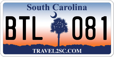 SC license plate BTL081