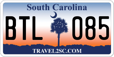 SC license plate BTL085