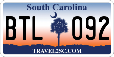SC license plate BTL092