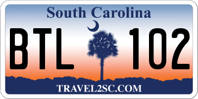 SC license plate BTL102