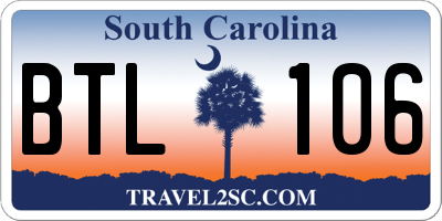 SC license plate BTL106