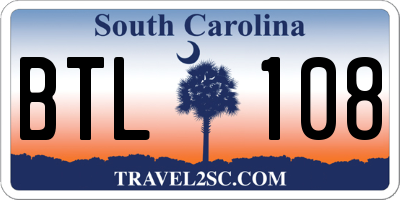 SC license plate BTL108