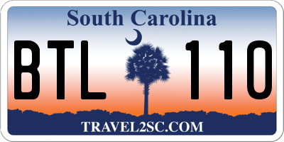 SC license plate BTL110