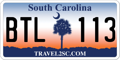SC license plate BTL113