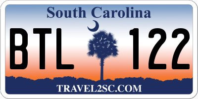 SC license plate BTL122