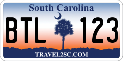 SC license plate BTL123