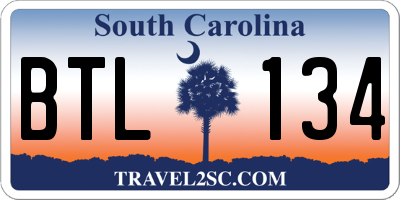 SC license plate BTL134