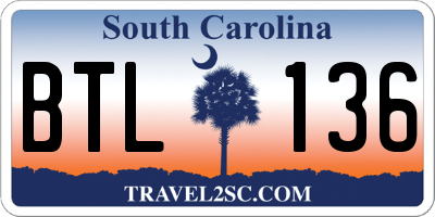SC license plate BTL136