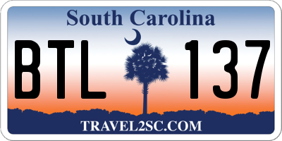 SC license plate BTL137