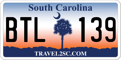 SC license plate BTL139
