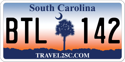 SC license plate BTL142