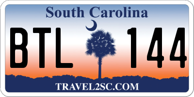 SC license plate BTL144