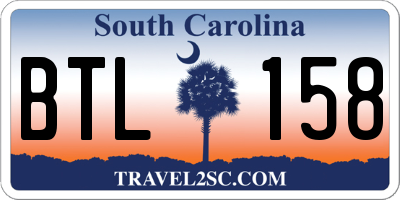 SC license plate BTL158