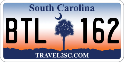 SC license plate BTL162