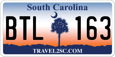 SC license plate BTL163