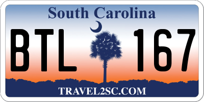 SC license plate BTL167