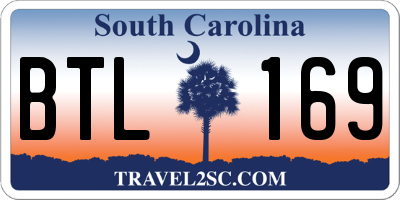 SC license plate BTL169