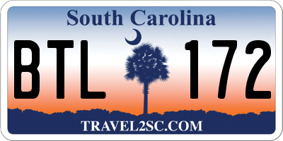 SC license plate BTL172