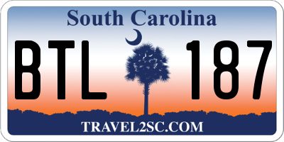 SC license plate BTL187