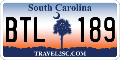 SC license plate BTL189