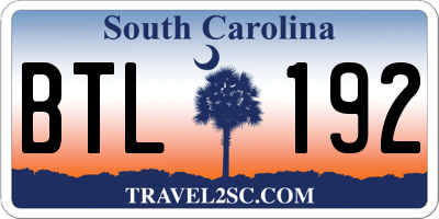 SC license plate BTL192
