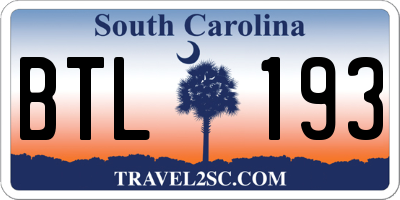 SC license plate BTL193