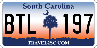 SC license plate BTL197