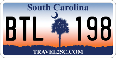 SC license plate BTL198