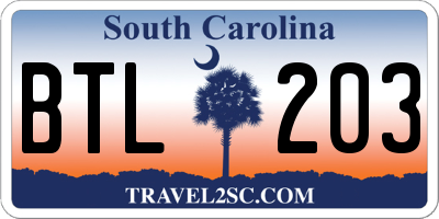 SC license plate BTL203
