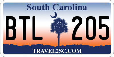 SC license plate BTL205