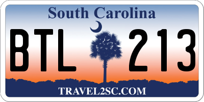 SC license plate BTL213