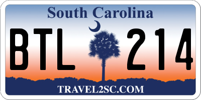 SC license plate BTL214