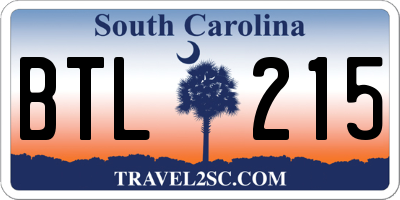 SC license plate BTL215