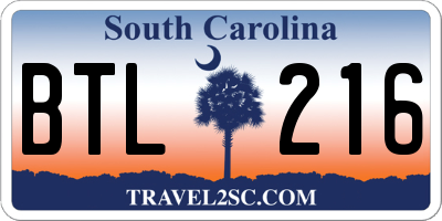 SC license plate BTL216