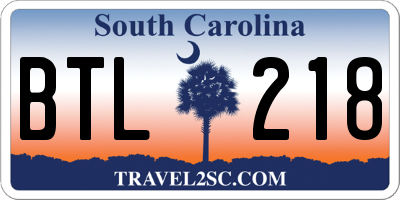 SC license plate BTL218