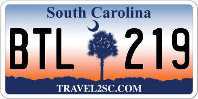 SC license plate BTL219