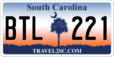SC license plate BTL221