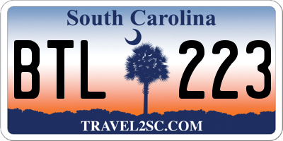 SC license plate BTL223