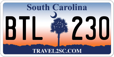 SC license plate BTL230