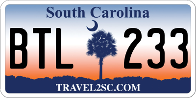 SC license plate BTL233