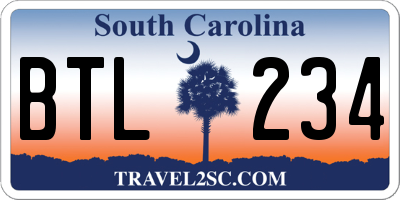 SC license plate BTL234