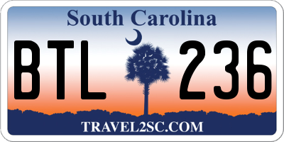 SC license plate BTL236