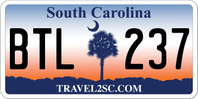 SC license plate BTL237