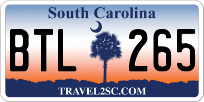 SC license plate BTL265
