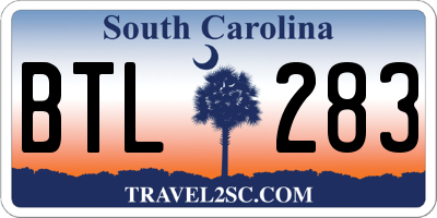 SC license plate BTL283